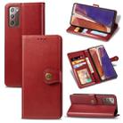 For Samsung Galaxy Note 20 Ultra Retro Solid Color Leather Buckle Phone Case with Lanyard & Photo Frame & Card Slot & Wallet & Stand Function(Red) - 1