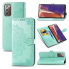 For Samsung Galaxy Note20 Halfway Mandala Embossing Pattern Horizontal Flip Leather Case with Holder & Card Slots & Wallet & Lanyard(Green) - 1