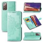 For Samsung Galaxy Note20 Halfway Mandala Embossing Pattern Horizontal Flip Leather Case with Holder & Card Slots & Wallet & Lanyard(Green) - 1