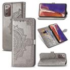 For Samsung Galaxy Note20 Ultra Halfway Mandala Embossing Pattern Horizontal Flip Leather Case with Holder & Card Slots & Wallet & Lanyard(Grey) - 1