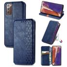 For Samsung Galaxy Note 20 Cubic Grid Pressed Horizontal Flip Magnetic PU Leather Case with Holder & Card Slots & Wallet(Blue) - 1