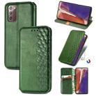 For Samsung Galaxy Note 20 Cubic Grid Pressed Horizontal Flip Magnetic PU Leather Case with Holder & Card Slots & Wallet(Green) - 1