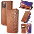 For Samsung Galaxy Note 20 Cubic Grid Pressed Horizontal Flip Magnetic PU Leather Case with Holder & Card Slots & Wallet(Brown) - 1
