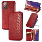 For Samsung Galaxy Note 20 Cubic Grid Pressed Horizontal Flip Magnetic PU Leather Case with Holder & Card Slots & Wallet(Red) - 1