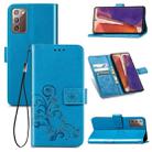 For Samsung Galaxy Note20 Ultra Four-leaf Clasp Embossed Buckle Mobile Phone Protection Leather Case with Lanyard & Card Slot & Wallet & Bracket Function(Blue) - 1