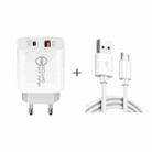 SDC-18W 18W PD + QC 3.0 USB Dual Fast Charging Universal Travel Charger with Micro USB Fast Charging Data Cable, EU Plug - 1