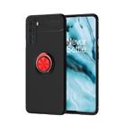 For OnePlus Nord Metal Ring Holder 360 Degree Rotating TPU Case(Black+Red) - 1