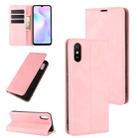 For Xiaomi Redmi 9A Retro-skin Business Magnetic Suction Leather Case with Holder & Card Slots & Wallet(Pink) - 1