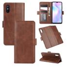 For Xiaomi Redmi 9A Dual-side Magnetic Buckle Horizontal Flip Leather Case with Holder & Card Slots & Wallet(Brown) - 1
