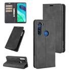 For Motorola Moto G8 Retro-skin Business Magnetic Suction Leather Case with Holder & Card Slots & Wallet(Black) - 1