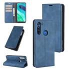 For Motorola Moto G8 Retro-skin Business Magnetic Suction Leather Case with Holder & Card Slots & Wallet(Dark Blue) - 1