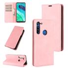 For Motorola Moto G8 Retro-skin Business Magnetic Suction Leather Case with Holder & Card Slots & Wallet(Pink) - 1