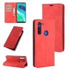 For Motorola Moto G8 Retro-skin Business Magnetic Suction Leather Case with Holder & Card Slots & Wallet(Red) - 1