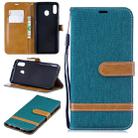 Color Matching Denim Texture Leather Case for Galaxy  M20, with Holder & Card Slots & Wallet & Lanyard(Green) - 1
