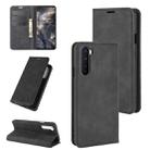 For OnePlus Nord Retro-skin Business Magnetic Suction Leather Case with Holder & Card Slots & Wallet(Black) - 1