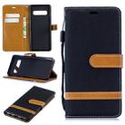 Color Matching Denim Texture Leather Case for Galaxy  S10, with Holder & Card Slots & Wallet & Lanyard(Black) - 1