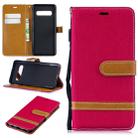 Color Matching Denim Texture Leather Case for Galaxy  S10, with Holder & Card Slots & Wallet & Lanyard(Red) - 1