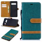 Color Matching Denim Texture Leather Case for Galaxy  S10, with Holder & Card Slots & Wallet & Lanyard(Green) - 1