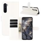 For OnePlus Nord Litchi Texture Horizontal Flip Protective Case with Holder & Card Slots & Wallet(White) - 1