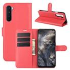 For OnePlus Nord Litchi Texture Horizontal Flip Protective Case with Holder & Card Slots & Wallet(Red) - 1