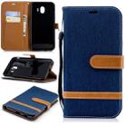 Color Matching Denim Texture Leather Case for Galaxy J4 (2018), with Holder & Card Slots & Wallet & Lanyard(Dark Blue) - 1