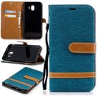 Color Matching Denim Texture Leather Case for Galaxy J4 (2018), with Holder & Card Slots & Wallet & Lanyard(Green) - 1