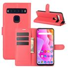 For TCL 10L Litchi Texture Horizontal Flip Protective Case with Holder & Card Slots & Wallet(Red) - 1