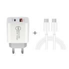 SDC-18W 18W PD 3.0 Type-C / USB-C + QC 3.0 USB Dual Fast Charging Universal Travel Charger with Type-C / USB-C to Type-C / USB-C Fast Charging Data Cable, EU Plug - 1