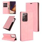 For Samsung Galaxy Note20 Ultra Retro-skin Business Magnetic Suction Leather Case with Holder & Card Slots & Wallet(Pink) - 1