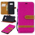 Color Matching Denim Texture Leather Case for Galaxy  S10e , with Holder & Card Slots & Wallet & Lanyard(Rose red) - 1