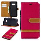 Color Matching Denim Texture Leather Case for Galaxy  S10e , with Holder & Card Slots & Wallet & Lanyard(Red) - 1