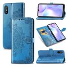For Xiaomi Redmi 9A Halfway Mandala Embossing Pattern Horizontal Flip Leather Case with Holder & Card Slots & Wallet & Lanyard(Blue) - 1