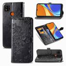 For Xiaomi Redmi 9C Halfway Mandala Embossing Pattern Horizontal Flip Leather Case with Holder & Card Slots & Wallet & Lanyard(Black) - 1