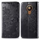 For Nokia 5.3 Mandala Flower Embossed Horizontal Flip Leather Case with Bracket / Card Slot / Wallet / Lanyard(Black) - 1