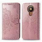 For Nokia 5.3 Mandala Flower Embossed Horizontal Flip Leather Case with Bracket / Card Slot / Wallet / Lanyard(Rose Gold) - 1