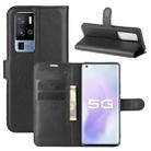 For Vivo X50 Pro+ Litchi Texture Horizontal Flip Protective Case with Holder & Card Slots & Wallet(Black) - 1