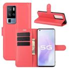 For Vivo X50 Pro+ Litchi Texture Horizontal Flip Protective Case with Holder & Card Slots & Wallet(Red) - 1