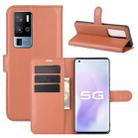 For Vivo X50 Pro+ Litchi Texture Horizontal Flip Protective Case with Holder & Card Slots & Wallet(Brown) - 1