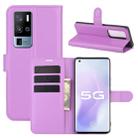 For Vivo X50 Pro+ Litchi Texture Horizontal Flip Protective Case with Holder & Card Slots & Wallet(Purple) - 1