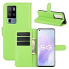 For Vivo X50 Pro+ Litchi Texture Horizontal Flip Protective Case with Holder & Card Slots & Wallet(Green) - 1