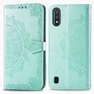 For Samsung Galaxy M01 Halfway Mandala Embossing Pattern Horizontal Flip Leather Case with Holder & Card Slots & Wallet & Lanyard(Green) - 1