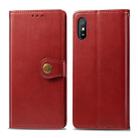 For Xiaomi Redmi 9A Retro Solid Color Leather Buckle Phone Case with Lanyard & Photo Frame & Card Slot & Wallet & Stand Function(Red) - 1