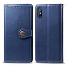 For Xiaomi Redmi 9A Retro Solid Color Leather Buckle Phone Case with Lanyard & Photo Frame & Card Slot & Wallet & Stand Function(Blue) - 1