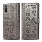 For Xiaomi Redmi 9A Cute Cat and Dog Embossed Horizontal Flip Leather Case with Holder & Card Slots & Wallet & Lanyard(Grey) - 1