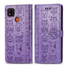 For Xiaomi Redmi 9C Cute Cat and Dog Embossed Horizontal Flip Leather Case with Holder & Card Slots & Wallet & Lanyard(Purple) - 1