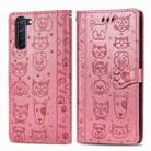 For OPPO  Reno3 A Cute Cat and Dog Embossed Horizontal Flip Leather Case with Holder & Card Slots & Wallet & Lanyard(Pink) - 1