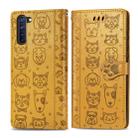 For OPPO  Reno3 A Cute Cat and Dog Embossed Horizontal Flip Leather Case with Holder & Card Slots & Wallet & Lanyard(Yellow) - 1