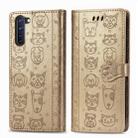 For OPPO  Reno3 A Cute Cat and Dog Embossed Horizontal Flip Leather Case with Holder & Card Slots & Wallet & Lanyard(Gold) - 1