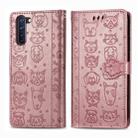 For OPPO  Reno3 A Cute Cat and Dog Embossed Horizontal Flip Leather Case with Holder & Card Slots & Wallet & Lanyard(Rose Gold) - 1