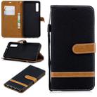 Color Matching Denim Texture Leather Case for Galaxy  A7 / A750 , with Holder & Card Slots & Wallet & Lanyard(Black) - 1